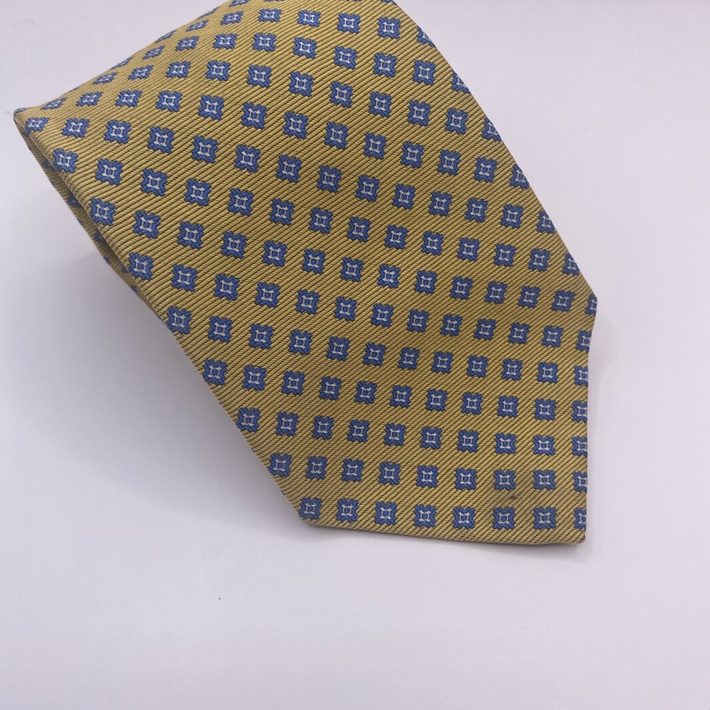 Brooks Brothers Geometric Yellow and Blue Tie
